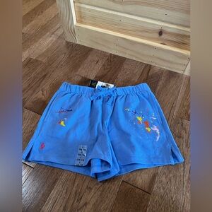 NWT Polo Ralph Lauren Girls Blue Paint Splattered Cotton Shorts Large 12/14